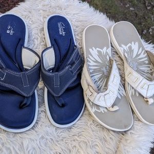 Women's Set of 2 Clarks Flip Flop Style Sandals by Clarks Size 11